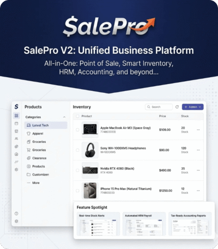 SalePro POS. Complete POS, Inventory & Accounting Solution for Modern Businesses